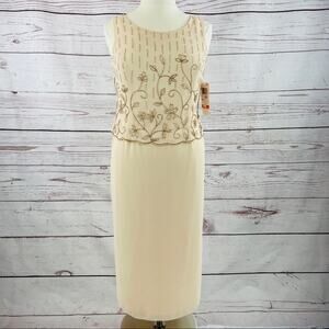 R&M Richards by Karen Kwong peach beige beaded NWT